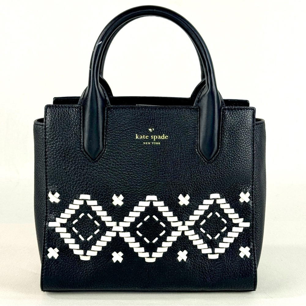 Kate Spade New York Flynn Street Small Meriwether Satchel Black Leather WKRU5488 - Picture 3 of 14